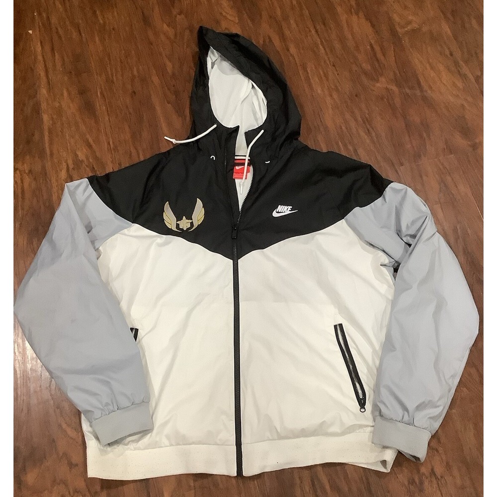 Nike Hooded Track Jacket Y2K Full Zip Rain Jacket, White, Womens XL